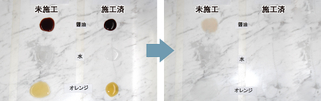 プレミアムコート 天然大理石防汚テスト