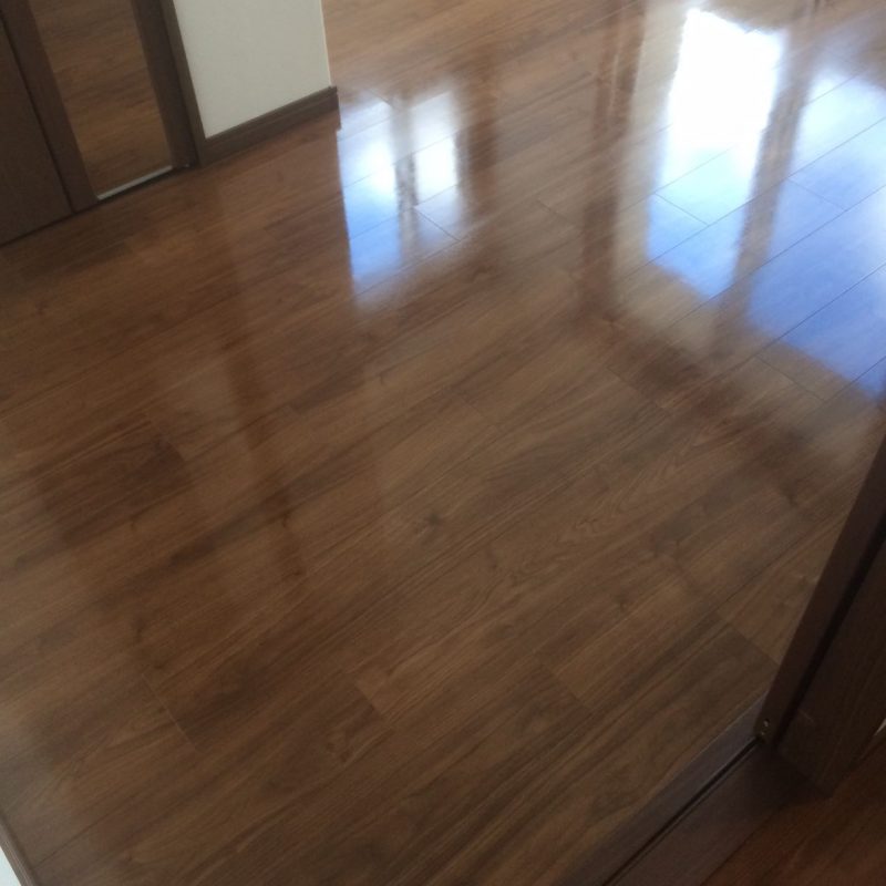 床材:大建工業 ハピアオトユカ45Ⅱ プレミアムコート(ガラスコーティング)施工