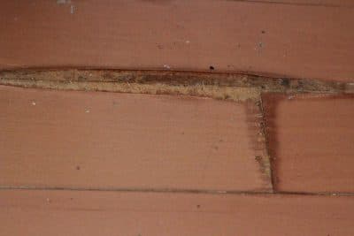 ペットのおしっこ水分により傷んだフローリング