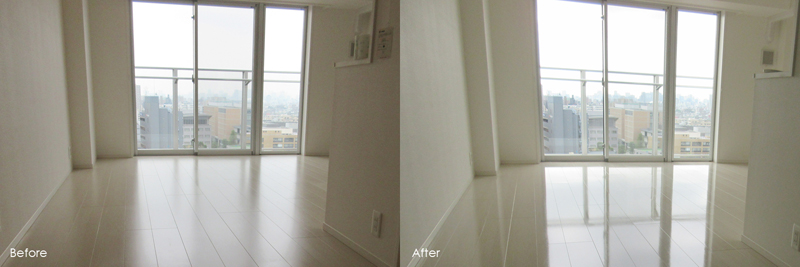 シリコンフロアコーティング シリコンコート Before After 写真