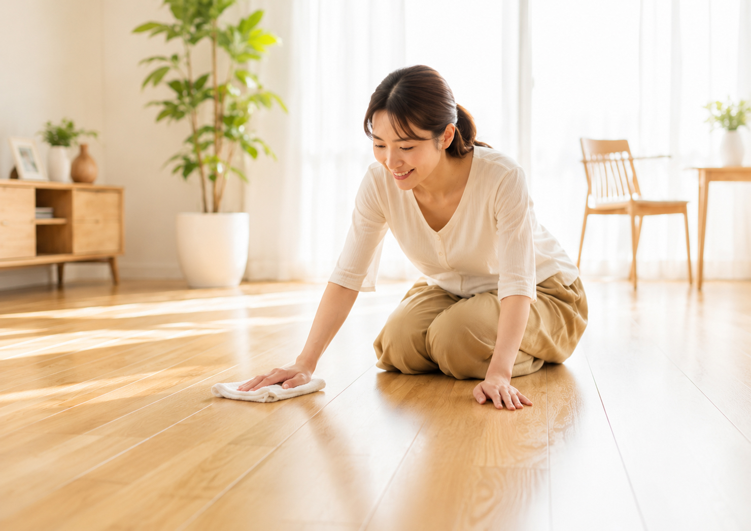 SIAA抗菌・SIAA抗ウイルス仕様のフローリングのお掃除